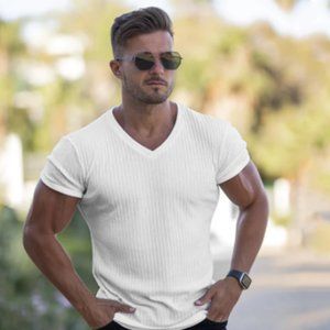 T-shirt Men V Neck Short Sleeve